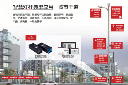 在新基建、5G带动下，以智慧路灯杆、多功能杆为载体建设智慧城市。欧陆在线提供智慧杆集控网关、综合管理云平台、智能杆各智能子系统通信驱动接入，协助客户快速实现智慧路灯杆系统建设与实施。