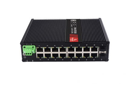 欧陆管理型 2 光 16 电千兆工业交换机，支持WEB管理，SNMP、VLAN等，支持环形拓扑、星型拓扑、总线拓扑等组网，广泛应用于智能交通、智慧楼宇、智慧工厂、智慧园区、智慧城市等领域。